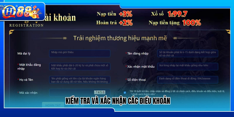 Rà soát và đồng ý với các điều khoản sử dụng